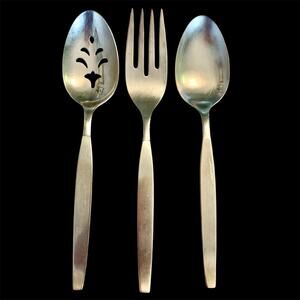 Oneida Community FROSTFIRE Stainless Satin Glossy Flatware Serving Set Pierced
